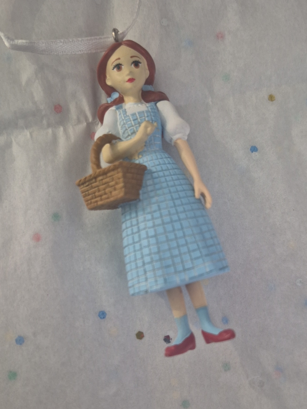 Light Blue Gingham Kids Dress with Basket Accent